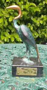 Jose Martin Simon (1940-2018) Grey Heron - Patinated Bronze, Marble, Signed