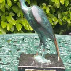 Jose Martin Simon (1940-2018) Grey Heron - Patinated Bronze, Marble, Signed