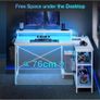 L Shaped Gaming Desk with LED Lights, 100 x 70 cm Computer Desk with Power Outlet Image 4