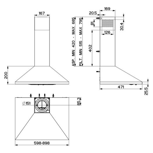 Damaged Faber Value X 600mm Canopy hood