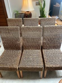 6 x Stunning Sturdy Wicker Kitchen Dining Chairs - Can Deliver