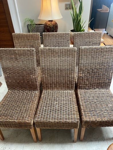 6 x Stunning Sturdy Wicker Kitchen Dining Chairs - Can Deliver