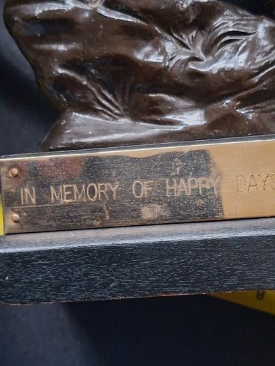 Beautiful Rare Old Heavy Bronze Boy Scout Statue, IN MEMORY OF HAPPY DAYS WITH 72ND, the  72nd Killester Scout Troop based in Dublin