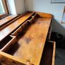 Large Vintage Solid Wood Pine Desk with Multiple Drawers Image 3