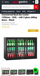 Commercial 3 Door Undercounter Fridge Approx. 320L