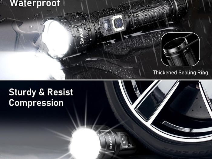 Torch Rechargeable, 500000 Lumens Torches LED Super Bright Flashlight, Adjustable Focus, 5 Modes, 5000 mAh Long Lasting, IP67 Waterproof, Smart Digital Display for Camping, Power Cuts,Emergency