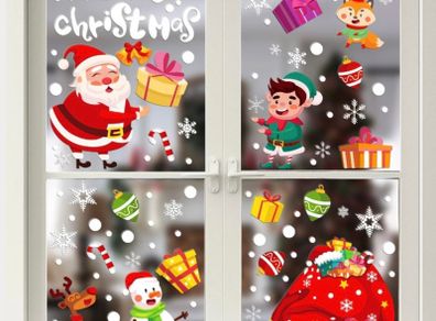 Christmas Window Clings Stickers 8 Sheets Snowflake Window Decals Xmas Window Decoration (FREE POSTAGE)