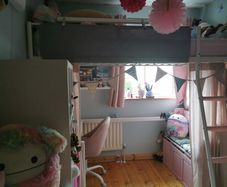 Loft bed frame with desk