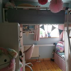 Loft bed frame with desk