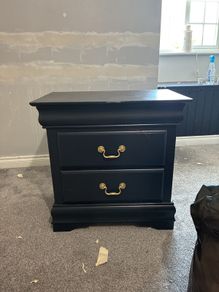 Pair black painted bedside lockers