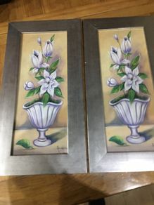 Two Silver frame wooden picture.