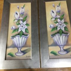 Two Silver frame wooden picture.