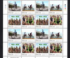2016 Ireland Cycling in Ireland Commemorative Stamp Sheetlet Plate 1B1B1B1B Mint Never Hinged (MNH)