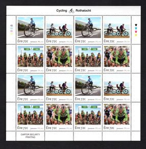 2016 Ireland Cycling in Ireland Commemorative Stamp Sheetlet Plate 1B1B1B1B Mint Never Hinged (MNH)