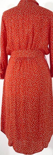 Free Post today ONLY- Mint Velvet Orange Polka Dot Shirt Dress with belt - Size 8