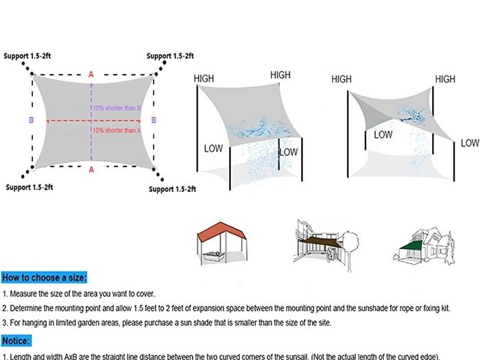 Sun Shade Sail Waterproof Rectangle UV Block 98% Patio Canopy Outdoor with 4 Ropes Sun Sail Shades for Garden/Yard/Beach/Pool/Terrace/Balcony 2x3m MULTIPLE COLOURS AVAILABLE (FREE POSTAGE)