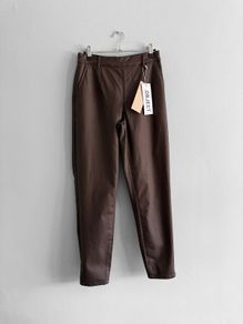 New Object Coated Trousers in Rich Chocolate Brown