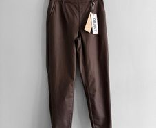 New Object Coated Trousers in Rich Chocolate Brown