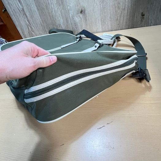 Lacoste Green and White Canvas Travel Bag with Shoulder Strap