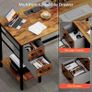 Computer Desk with Drawers Power Outlets 100 cm Office Storage Monitor Stand Reversible Small Desks for Home Bedroom Brown Image 9
