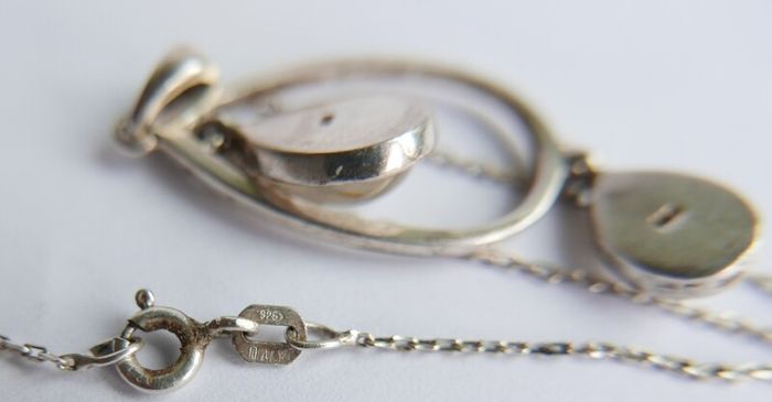 Vintage Sterling Silver 925 "Teardrop " Pendant and Necklace length 21" - 6,58g