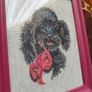 Vintage Poodle Cross Stitch in Frame Image 4