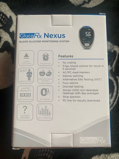 Gluco Rx Nexus Blood Glucose Meter System For Diabetics