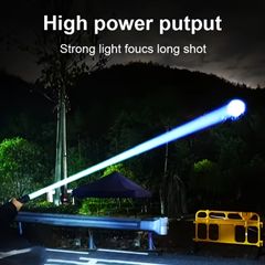 Super Bright LED Retractable Strong Light Flashlight, Outdoor Mountaineering Super Bright with Shoulder Strap Flashlight, with Digital Power Display,