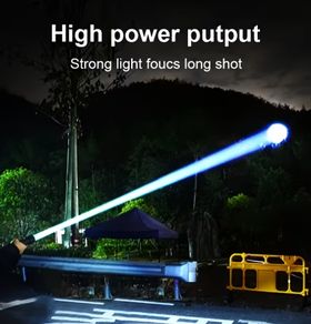 Super Bright LED Retractable Strong Light Flashlight, Outdoor Mountaineering Super Bright with Shoulder Strap Flashlight, with Digital Power Display,