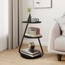 Side Table Set of 2, Bedside Small Coffee Table with 3 Color LED Lights, End Table with 3 Tier Storage Shelves for Living Room Bedroom, Black Image 8