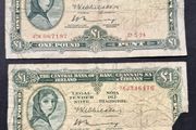 Lot of 1972 and 1974 Lady Lavery 1 pound banknote's