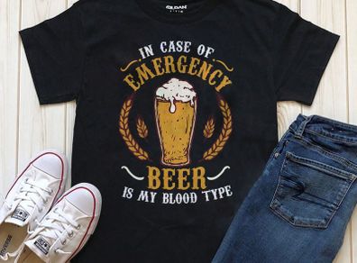 In case of emergency beer is my blood type t-shirt