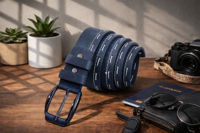 Womens Black Leather Belt Genuine Leather Belt with Stitch Detail, Casual & Office Wear Belt
