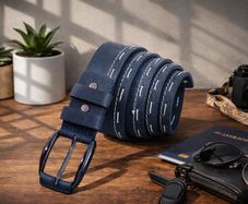 Women Black Leather Belt Genuine Leather Belt with Stitch Detail, Casual & Office Wear Belt for Jeans