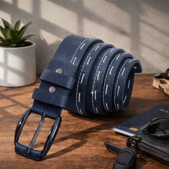 Women Black Leather Belt Genuine Leather Belt with Stitch Detail, Casual & Office Wear Belt for Jeans