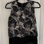 Ladies Summer tropical palm print sleeveless top in black and white Image 2