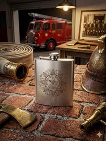 Dublin Fire Brigade Laser Engraved Stainless Steel 7oz Hip Flask
