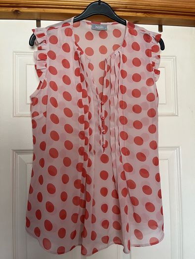 Wallis Pink Spot Frill Top