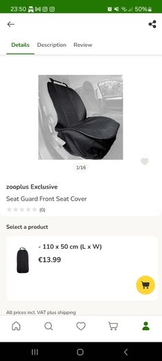Zooplus Seat Guard Front Seat Cover BNWT