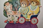Vintage wooden hand painted bear wall hanging