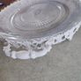 VINTAGE ANTIQUE Molded engraved crystal centerpiece resting on a two handled painted white metal patinated base.  Condition report:  Good condition Image 6