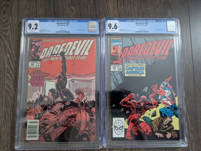 Daredevil Issue 252 and 283 CGC 9.6 Certified Graded Comic Framed Captain America Marvel