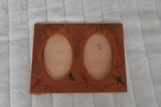 vintage wooden double photo frame