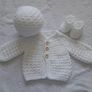 Handmade neutral and baby boy cardigan sets newborn and  0-3 months Image 3