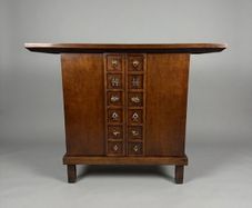 Vintage Chinese Hardwood Side Cabinet with Overhanging Top