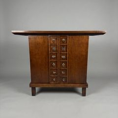 Vintage Chinese Hardwood Side Cabinet with Overhanging Top