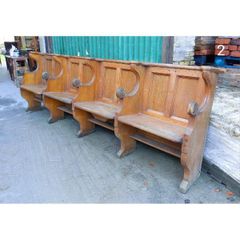 Four Seater Oak Pew Folding Seats 2 KAS358