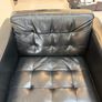 Black Leather Armchair and Matching Ottoman Footstool Image 7