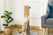 Cat Scratching Post 79cm Jute Scratcher Climber w/ Carpet Base Dangling Toy Grey