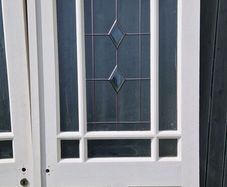Matching set of 2 solid Oak double doors with stippled glass.